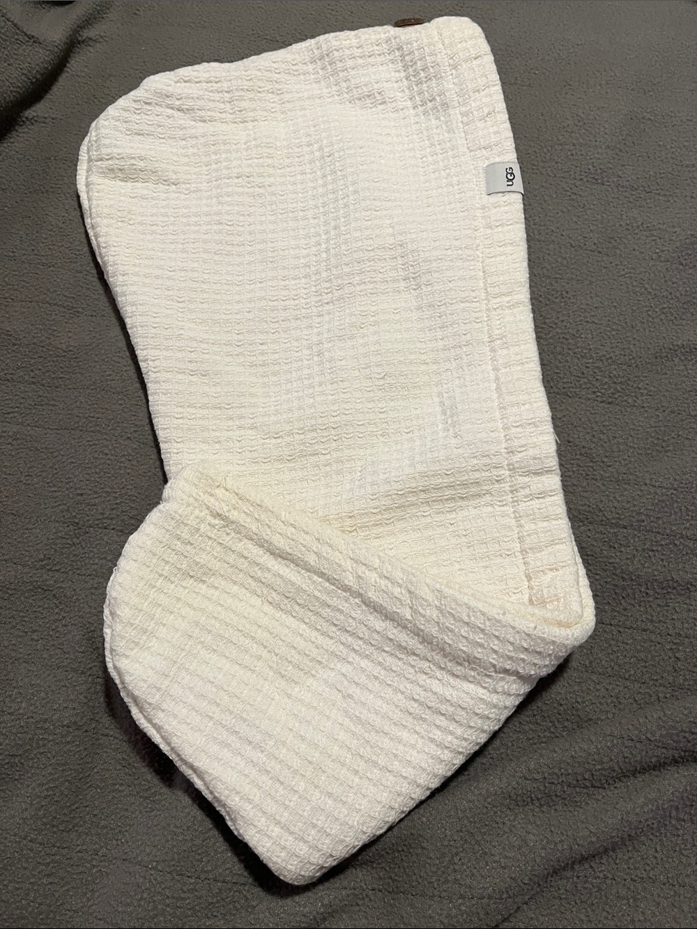 UGG Cream Waffle-Knit Hair towel with Logo Tag